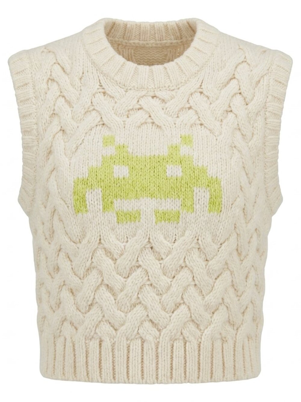 Zara Women Jacquard Space Invaders Taito Knit Vest - Size S